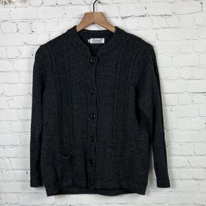 JOSEPH Alpaca Wool Handloom Peru Gray Button Cardigan Sweater size Medium